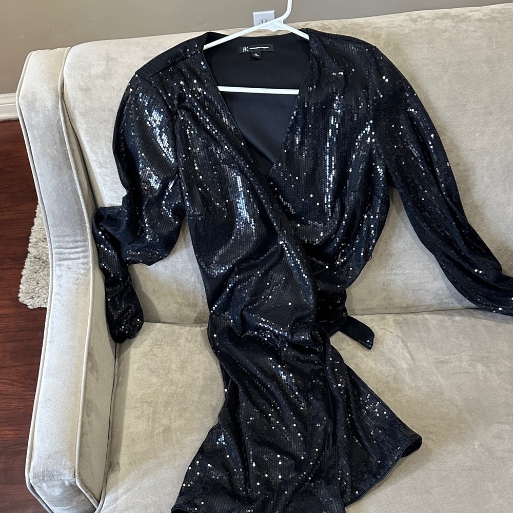 INC International Concepts Black Sequin Robe